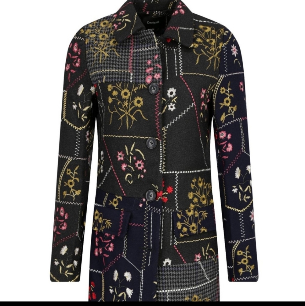Desigual 5 Button Patchwork Coat - image 4